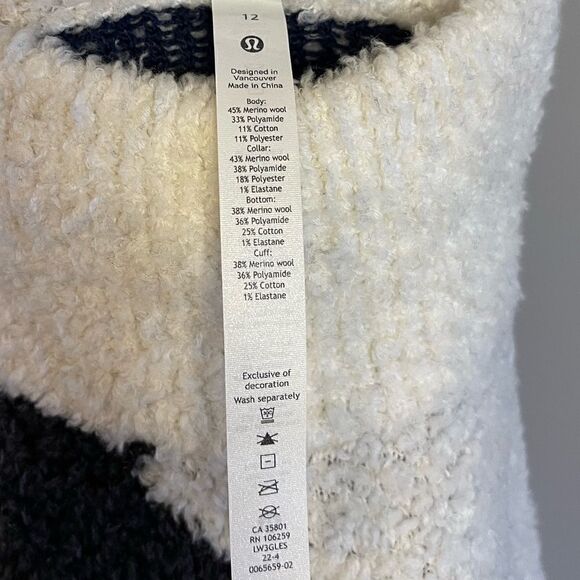 Lululemon Ombré Knit Textured Wool Blend Turtleneck Sweater | SZ 12 Bone/Blue - Picture 9 of 16